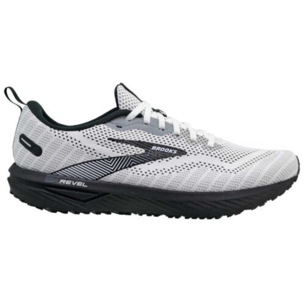 Brooks Men's White Black Revel 6 Mesh Athletic Road Running Shoes Size 8.5